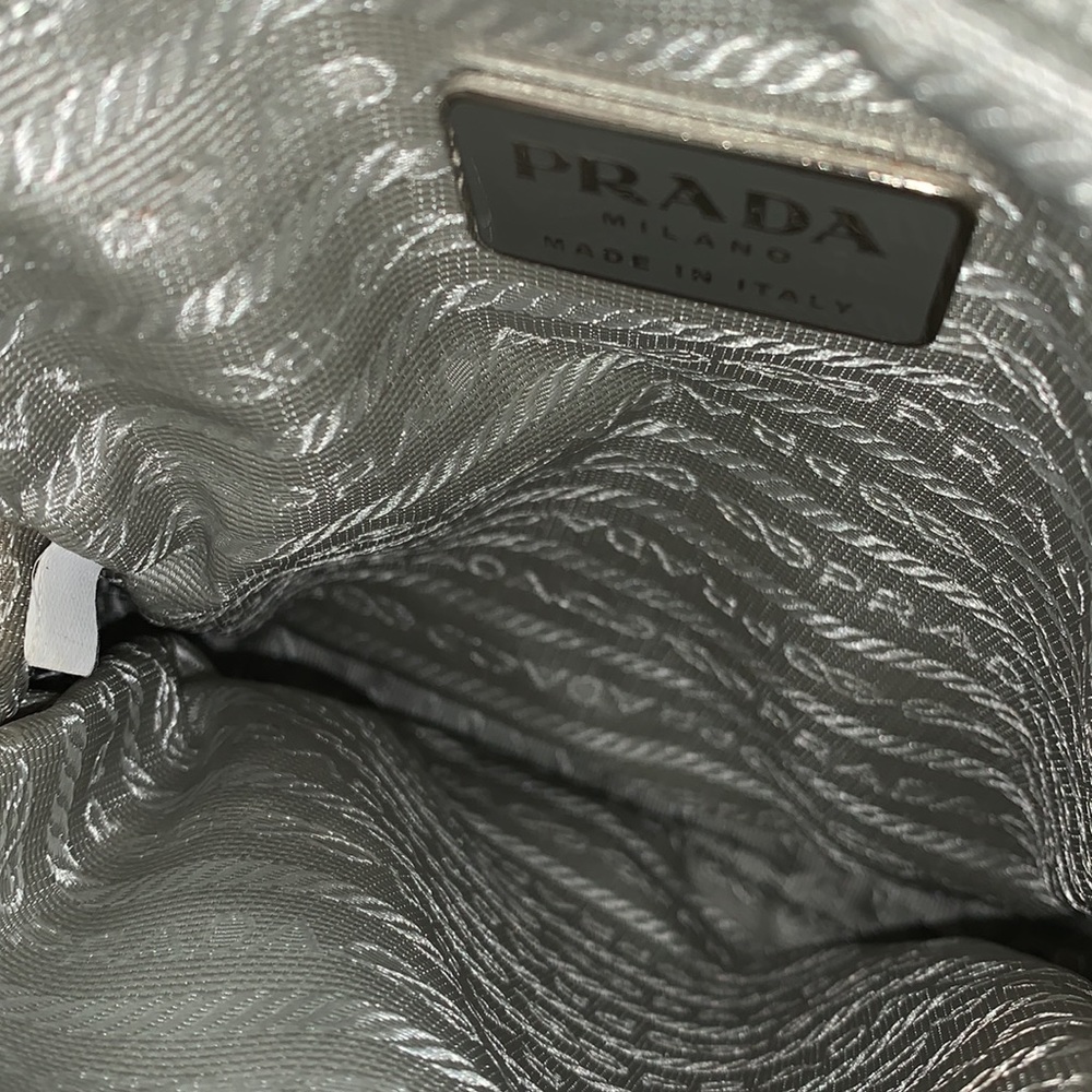 Vintage Prada Sport Bike Lux Pochette Wristlet Argento Gray Made in Italy - Picture 12 of 17
